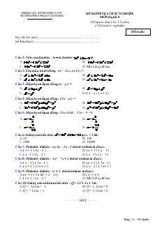 Đề kiểm tra trắc nghiệm môn Đại số 8