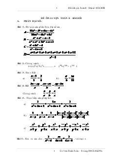 Đề ôn luyện toán 8 học sinh giỏi