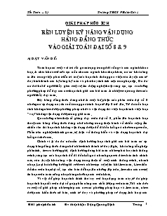 Đề tài Giải pháp hữu ích rèn luyện kỹ năng vận dụng hằng đẳng thức vào giải toán đại số 8 và 9