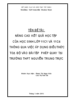 Đề tài Nâng cao kết quả học tập của học sinh lớp 11 thông qua việc áp dụng biểu thức toạ độ vào bài tập phép quay tại trường THPT Nguyễn Trung Trực