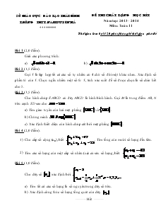 Đề thi chất lượng học kì I năm học 2013 – 2014 môn Toán 11 - Trường THPT Nam Duyên Hà