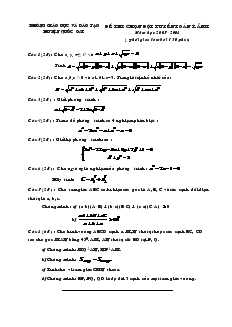 Đề thi chọn đội tuyển toán lần II Năm học 2007-2008