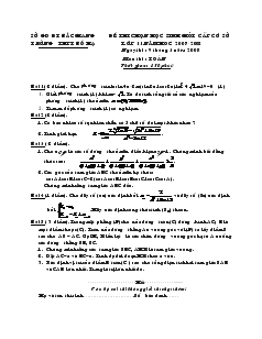 Đề thi chọn học sinh giỏi cấp cơ sở lớp 11 năm hoc 2007 - 2008 môn thi: Toán