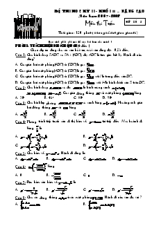 Đề thi học kỳ II khối 11 nâng cao năm học: 2007 - 2008 - Đề số 2