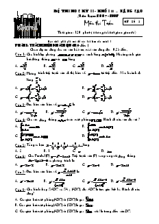 Đề thi học kỳ II khối 11 nâng cao năm học: 2007 - 2008 - Đề số 3