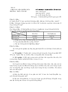 Đề thi học sinh giỏi cấp trường môn: Sinh học 8 Năm học: 2013 - 2014