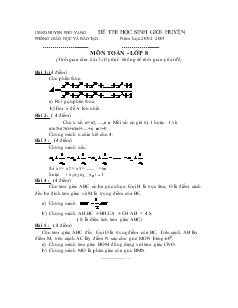 Đề thi học sinh giỏi huyện năm học 2002-2003 môn Toán lớp 8