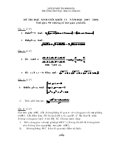 Đề thi học sinh giỏi khối 11 năm học 2007 – 2008 thời gian 90’ (không kể thời gian phát đề)