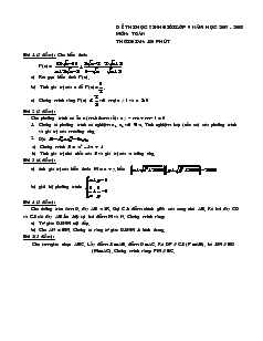 Đề thi học sinh giỏi lớp 9 Năm học 2007 - 2008 môn: toán