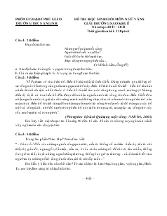 Đề thi học sinh giỏi môn Ngữ văn 8 giải thưởng Sao Khuê năm học: 2011 - 2012 trường THCS An Linh
