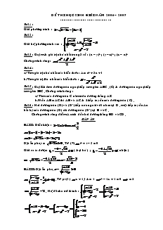 Đề thi học sinh giỏi Năm 2006 – 2007