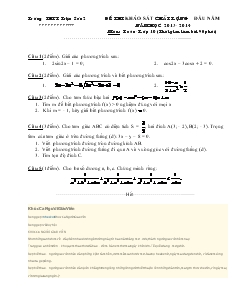 Đề thi khảo sát chất lượng đầu năm năm học 2013 - 2014 môn: Toán lớp 10 - Trường THPT Triệu Sơn
