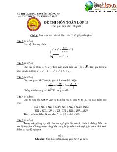 Đề thi môn Toán lớp 10 - Thời gian làm bài: 180 phút