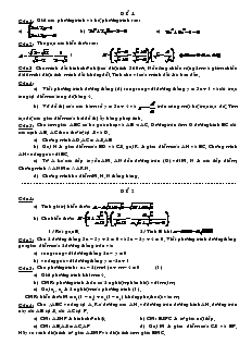 Đề thi môn Toán Lớp 9 Đề 1+2