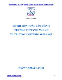 Đề thi môn toán vào lớp 10 trường THPT Chu Văn An và trường Amsterdam-Hà nội