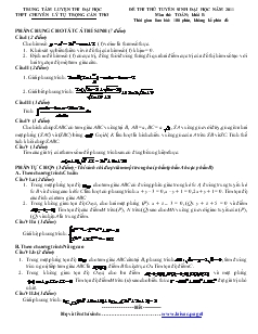 Đề thi thử tuyển sinh Đại học năm 2011 môn thi: Toán, khối B - THPT chuyên Lý Tự Trọng Cần Thơ