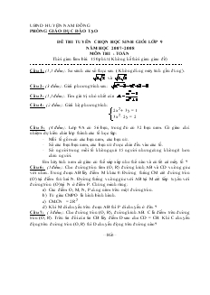 Đề thi tuyển chọn học sinh giỏi lớp 9 năm học 2007 -2008 môn thi: Toán