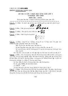 Đề thi tuyển chọn học sinh giỏi lớp 9 Năm học 2007 -2008 Môn thi : Toán