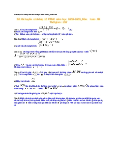 Đề thi tuyển sinh lớp 10 Năm học 2008-2009 Môn toán AB