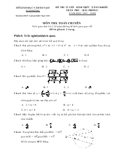Đề thi tuyển sinh THPT năng khiếu Trần Phú - Hải Phòng môn Toán