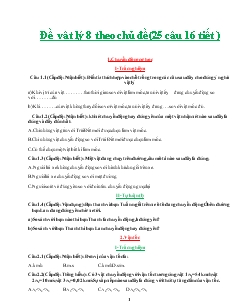 Đề vật lý 8 theo chủ đề( 25 câu 16 tiết )