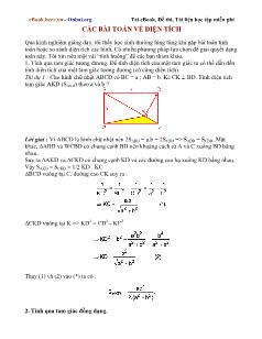 Giáo án bồi dưỡng học sinh giỏi môn Toán 8 - Các bài toán về diện tích