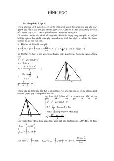 Giáo án bồi dưỡng học sinh giỏi môn Toán 8 - Hệ thức Hình học