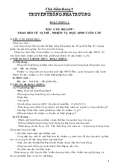 Giáo án Chủ điểm tháng 9 Truyền thống nhà trường