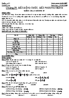 Giáo án Đại số 10 - Tuần 34 - Tiết 44: Kiểm tra chương IV