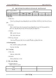 Giáo án Đại số 11 - Bài: Một số phương trình lượng giác thường gặp