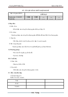 Giáo án Đại số 11 - Bài: Ôn tập công thức lượng giác