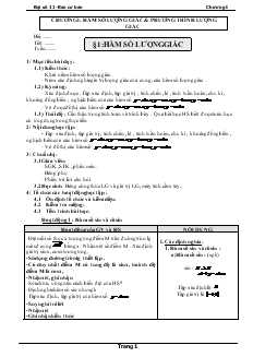 Giáo án Đại số 11 (ban cơ bản) - Chương I: Hàm số lượng giác và phương trình lượng giác