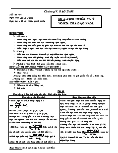 Giáo án Đại số 11 - Tiết 63, 64 - Bài 1: Định nghĩa và ý nghĩa của đạo hàm