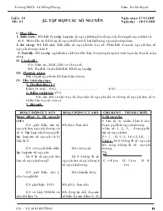 Giáo án Đại số 6 Tuần 14, Tiết 41 - Vũ Hải Đường
