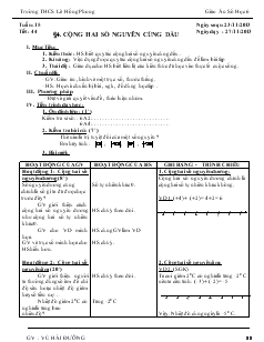 Giáo án Đại số 6 Tuần 15, Tiết 44 - Vũ Hải Đường