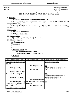 Giáo án Đại số 6 Tuần 20, Tiết 60 - Vũ Hải Đường