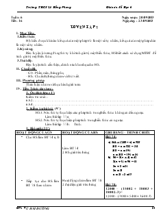 Giáo án Đại số 6 Tuần 6, Tiết 16 - Vũ Hải Đường