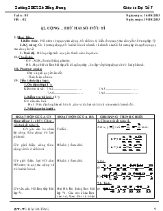 Giáo án Đại số 7 Tuần 1 - Vũ Hải Đường