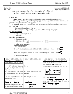 Giáo án Đại số 7 Tuần 2 - Vũ Hải Đường