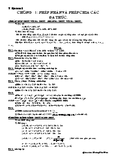 Giáo án Đại số 8 - Chương 1: Phép nhân và phép chia các đa thức