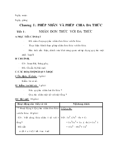 Giáo án Đại số 8 Chương I Phép nhân và phép chia đa thức