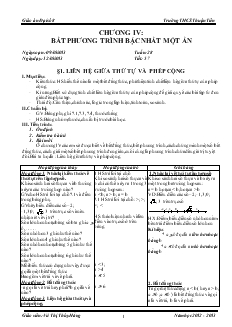 Giáo án đại số 8 chương IV Bất phương trình bậc nhất một ẩn trường THCS Thuận Tiến