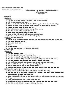 Giáo án Đại số 8 - Đề cương ôn tập học kỳ 1 môn Toán lớp 8 năm học 2004 - 2005