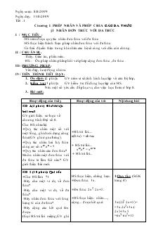 Giáo án Đại số 8 học kỳ I năm học 2009- 2010