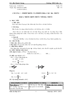 Giáo án Đại số 8 học kỳ I Trường THCS Liên Vị