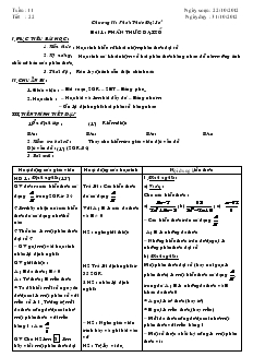 Giáo án Đại số 8 - Học kỳ I - Tuần 11 - Tiết 22: Phân thức đại số