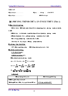 Giáo án Đại số 8 học kỳ II Trường THCS Thanh Lạc