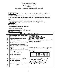 Giáo án Đại số 8 năm học 2005- 2006 Tiết 30 Phép trừ các phân thức đại số