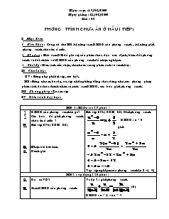 Giáo án Đại số 8 năm học 2006- 2007 Tiết 48 Phương trình chứa ẩn ở mẫu( tiếp )