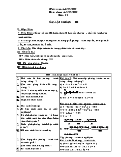 Giáo án Đại số 8 năm học 2006- 2007 Tiết 54 Ôn tập chương III